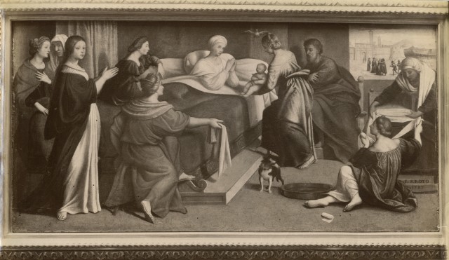 Anonimo — Caroto Giovanni Francesco - sec. XVI - Nascita di Maria Vergine — insieme